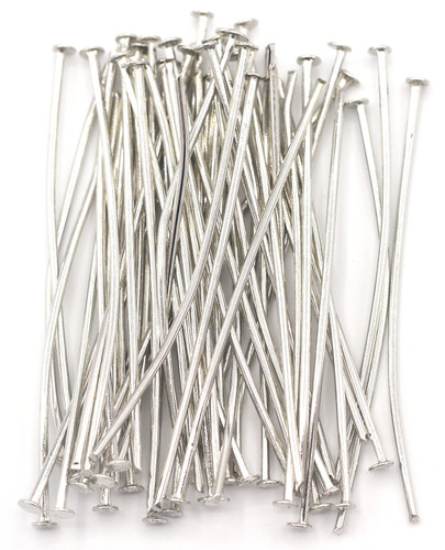 10 Grams of 40mm 21-Gauge Steel Head Pins, Antique Silver