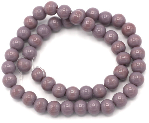 Approx. 10" Strand 6mm Round Glass Beads, Lavender