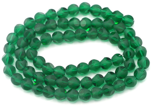 18" Strand 8mm Glass Half-Matte Window Beads, Emerald