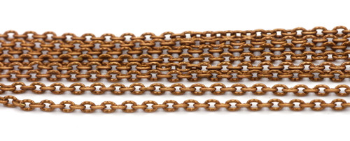5 Feet of 3x2mm Textured Cable Jewelry Chain, Copper Finish 