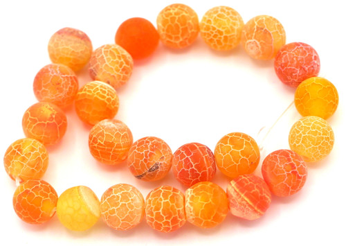 6.5" Strand Approx. 8mm  Matte Agate Round Beads, Orange