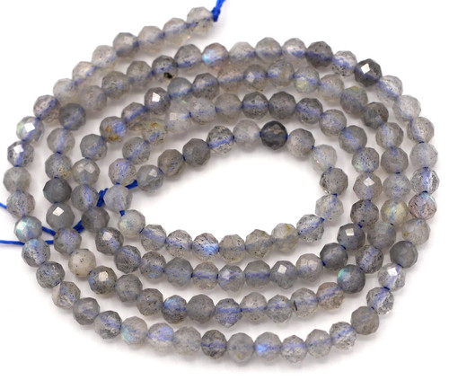 Approx. 14.5" Strand 3mm Micro-Faceted Labradorite Round Beads