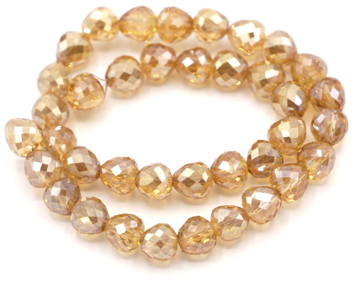 8” Strand 6mm Crystal Faceted Pear Beads, Champagne Shimmer