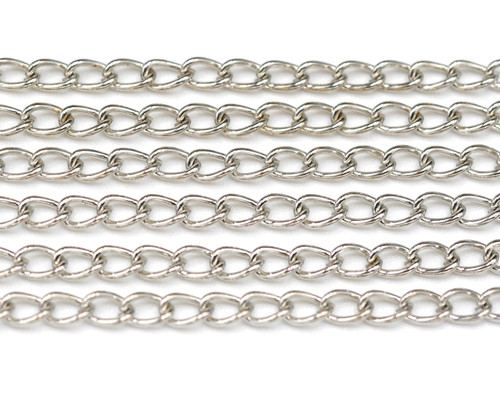 1 Meter 5x3mm Steel Curb Jewelry Chain, Antique Silver