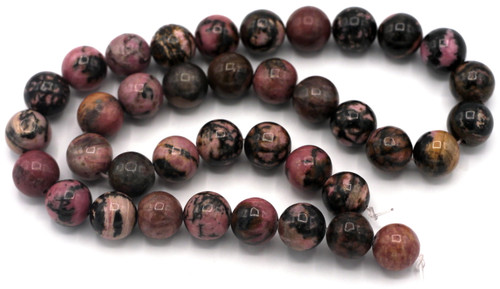 Approx. 15" Strand 10mm Rhodonite Round Beads