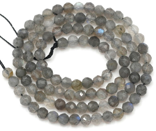 Approx. 14" Strand 4mm Labradorite Finely-Faceted Round Beads