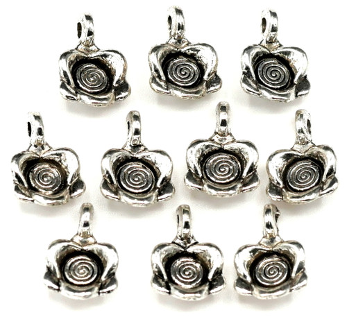 20pc 5mm Rosebud Spacer Beads, Antique Silver