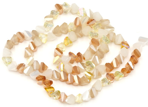 Approx. 13" Strand 3.5x6mm Crystal Faceted Triangle Beads, Peaches & Cream Mix