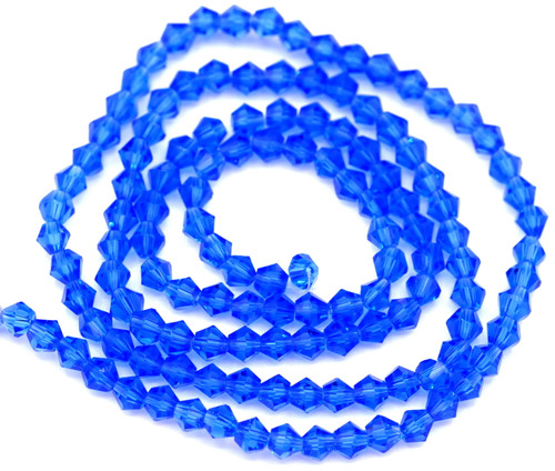 BOGO- 2 Strands 3mm Crystal Bicone Beads, Sapphire