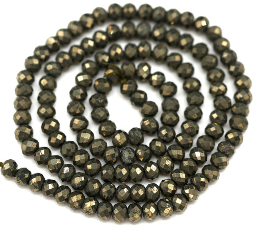 15" Strand 4x3mm Pyrite Faceted Rondelle Beads