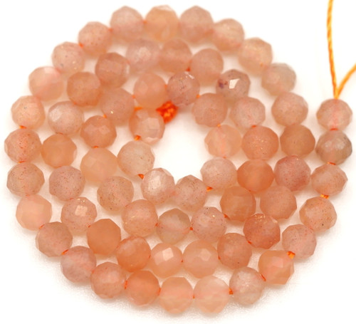 Approx. 7" Strand 3x2mm Finely-Faceted Peach Moonstone Rondelle Beads