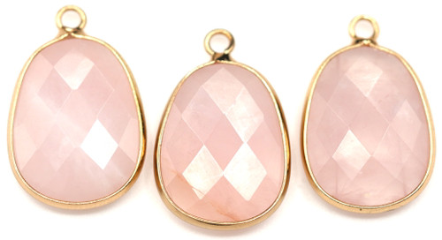 1pc Approx. 25x17mm Rose Quartz Faceted Oval Nugget Pendant