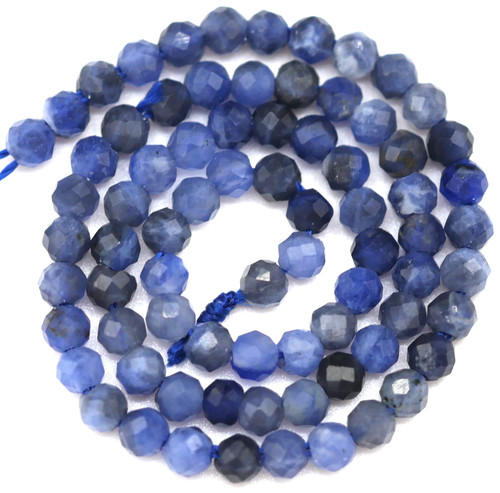 7" Strand Approx. 2.8-3mm Sodalite Faceted Round Beads