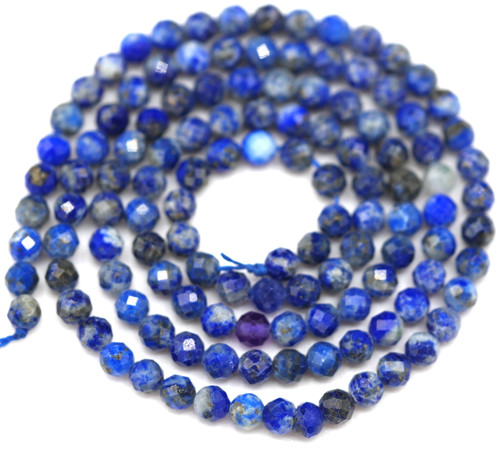 15" Strand Approx. 3mm Lapis Lazuli Faceted Round Beads
