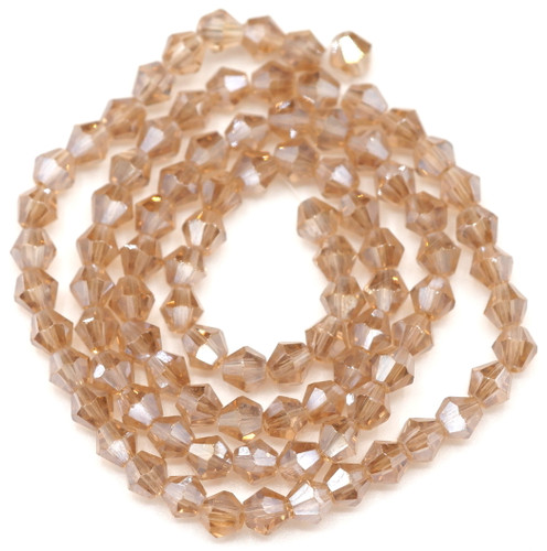 Approx. 16" Strand 4mm Crystal Bicone Beads, Wheat Shimmer