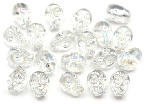 20pc 10x8mm Crystal Skull Beads, Crystal AB