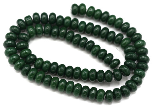 15.5" Strand 8x4mm Glass Rondelle Beads, Forest Green