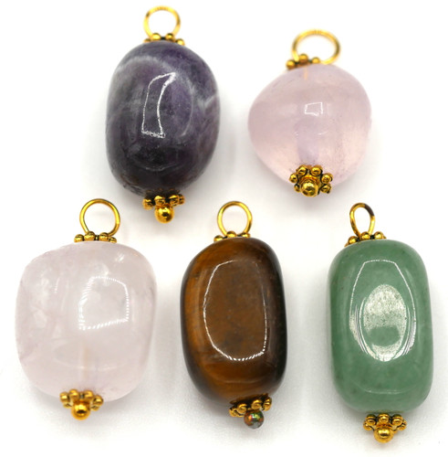 RANDOM PICK- 5pcs Approx. 16-21mm Assorted Gemstone Nugget Pendants