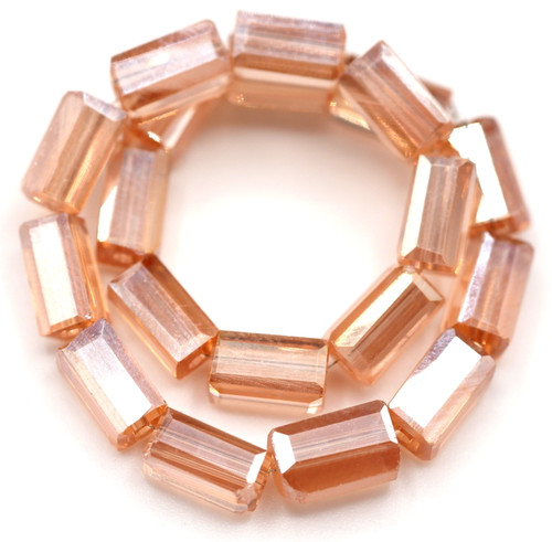 20pc 8x4mm Crystal Faceted Rectangle Beads, Vintage Rose AB