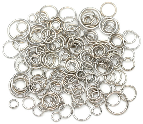 10 Grams Mixed 4-10mm Steel Jump Rings, Antique Silver Finish