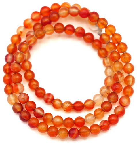 Approx. 15" Strand 4mm Matte Carnelian Round Beads