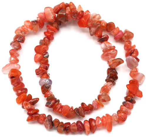 Approx. 15" Strand 6-12mm Carnelian Chip Beads