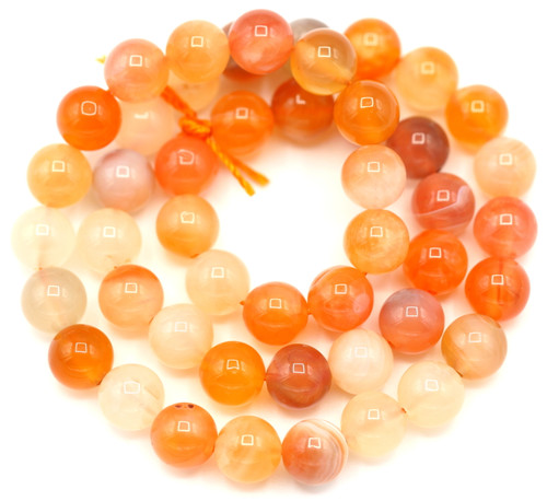 Approx. 14" Strand 8mm Natural Red-Orange Botswana Agate Beads