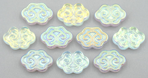 10pc 9x13mm Pressed Glass Cloud Beads, Crystal AB