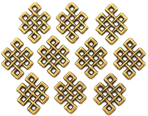 10pc 12.5x10mm Knotted-Style Charms/Links, Antique Bronze