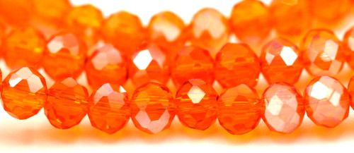 Approx. 16" Strand 4x3mm Crystal Rondelle Beads, Deep Tangerine Shimmer