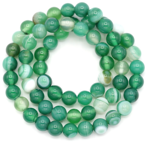 Approx. 15" Strand 6mm Banded Agate Round Beads, Green