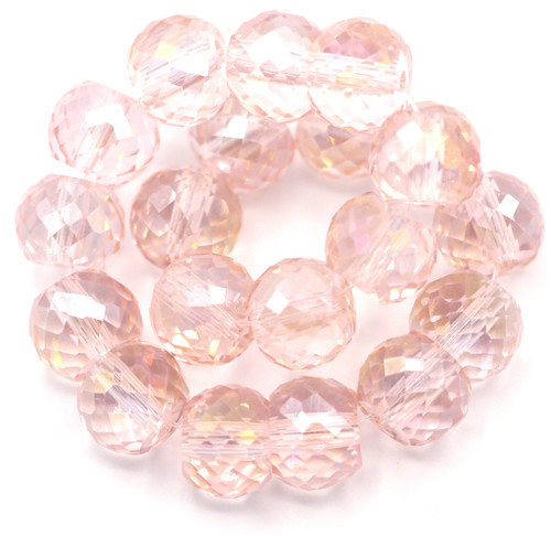 20pc Strand 8x6mm Crystal Barrel Rondelle Bead, Rosaline AB