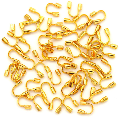 50pc 5x4mm Nickel-Free Brass Wire Guardians, Goldtone (0.7mm Hole)