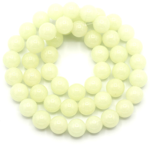 Approx. 14" Strand 8mm Glow Stone (Synthetic) Glow-in-the-Dark Round Beads, Yellow-Green