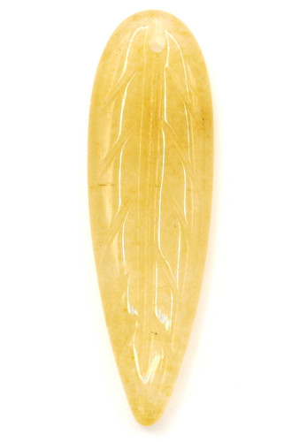 34x9mm Carved Golden Quartz Leaf Pendant