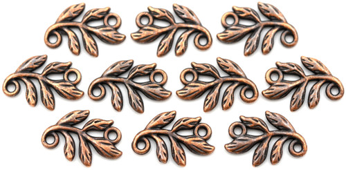 10pc 15.5x10mm Leafy Branch Links, Antique Copper