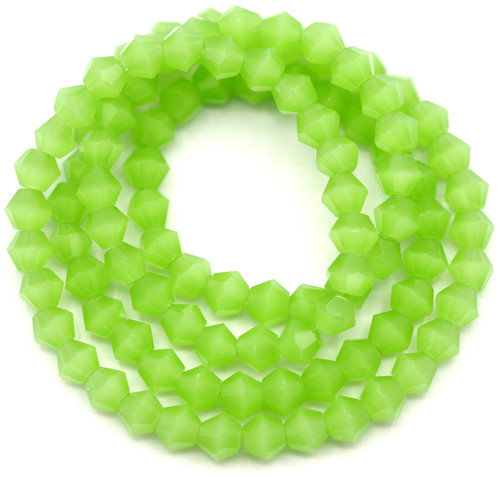 Approx. 15” Strand 4mm Cat’s Eye Glass Bicone Beads, Spring Green