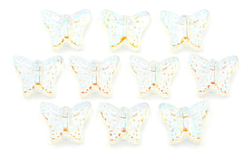 10pc 12.5x15.5mm Glass Butterfly Beads, Crystal AB