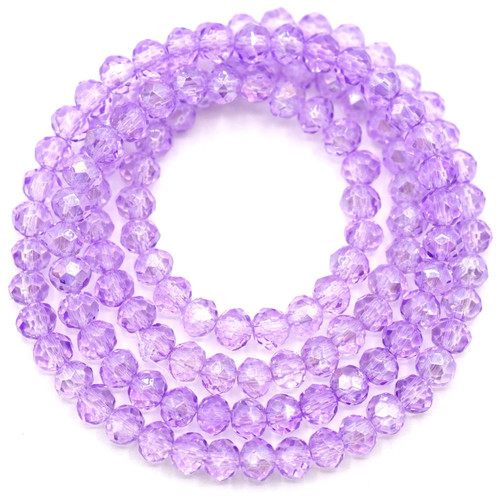 Approx. 13" Strand 4x3mm Crystal Faceted Rondelle Beads, Lavender-Dyed/AB