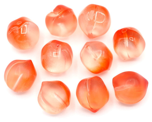 10pc 12x13mm Pressed Glass Half-Drilled Peach Drops, Peach Ombre