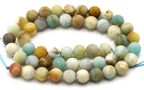 15" Strand 8mm Multicolor Amazonite Matte Round Beads