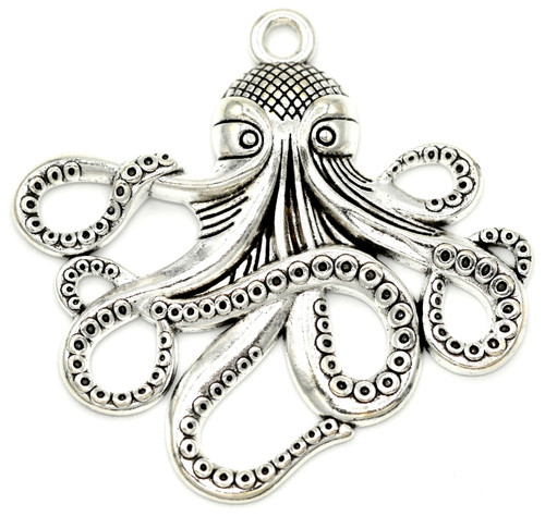 57x55mm Octopus Pendant, Antique Silver