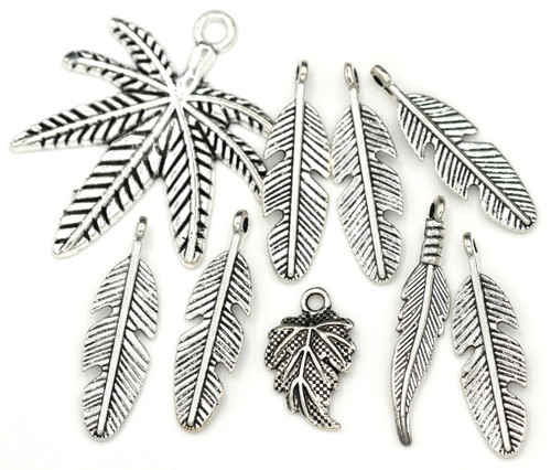RANDOM PICK-- 10 Grams of Mixed Leaf Charms, Antique Silver (See Photos for Variance)