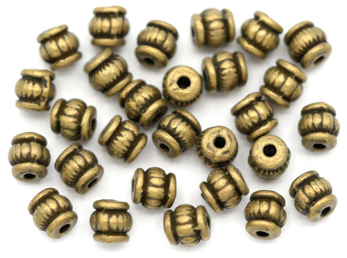 Approx. 10-Gram Bag of 5mm Fluted Barrel Spacer Beads, Antique Bronze