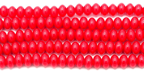 20pc 9x6mm Czech Pressed Glass Rondelle Beads, Cherry Transparent/Opaque Swirl