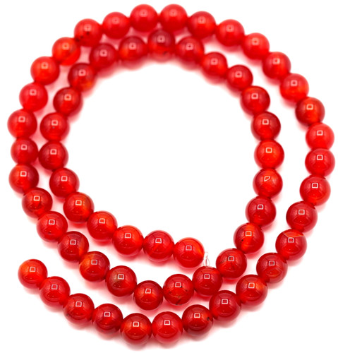 Approx. 15” Strand 6mm Carnelian Round Beads (dyed/heated)