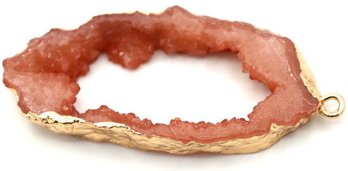 51x23mm Resin Druzy-Style “Geode Slice” Pendant, Warm Peach