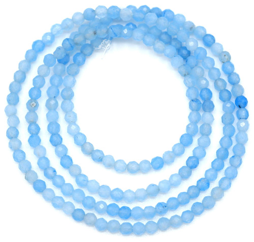 Approx. 14" Strand 2-2.5mm Faceted Aquamarine (Dyed) Round Beads