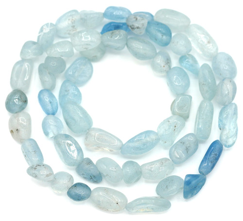 Approx. 15" Strand 7-14mm Aquamarine Pebble Beads