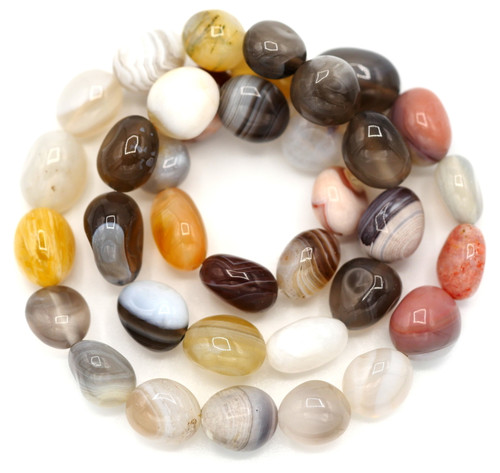 Approx. 13" Strand 7-12mm  Botswana Agate Tumbled Nugget Beads